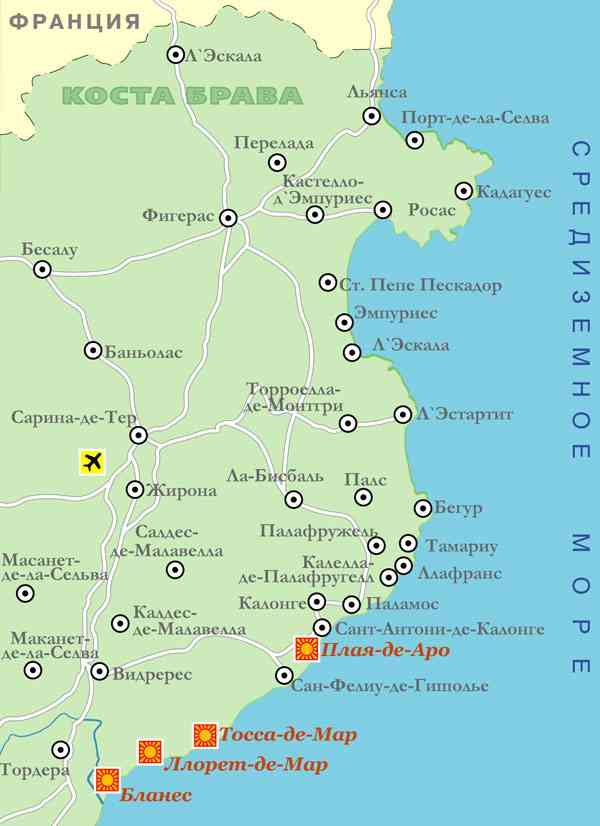 Карта Ллорет Де Мар С Отелями